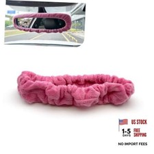 Car Rearview Mirror Cover - Cute Plush Elastic Rear View Mirror - 1 PC Pink