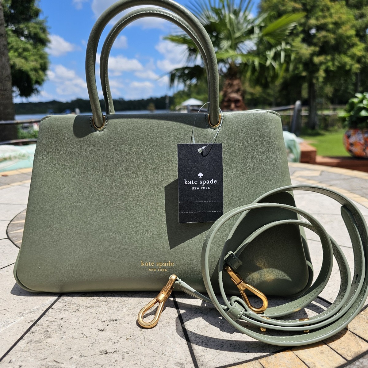 kate spade- Grace Fine Grain Leather- Conv. Med Satchel- Cedar