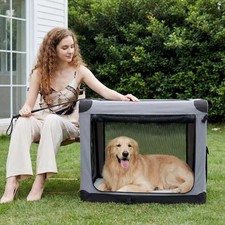 24-Inch Collapsible Dog Crate, Soft Foldable Pet Kennel with 3-Door Mesh