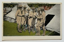 Receiving Pleasant News from Home at Military Training Camp Soldiers Postcard