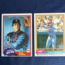 Lot Of 4 1981 Topps Baseball Cads - Mike Torres - Mike Schmidt - Lloyd Smith Bob