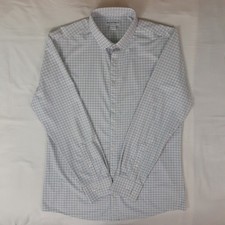 Mizzen+Main Shirt Mens L Trim Fit White Blue Check Stretch Button Up Long Sleeve