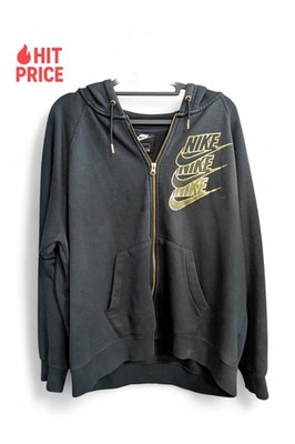 Nike Damen Hoodie NSW FZ BB Shine Kapuzenpullover L Schwarz Sweatjacke