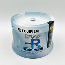 Fujifilm DVD-R 50 Blank DVDs Inkjet Printable 120 min 4.7 GB 16x DVD White NEW