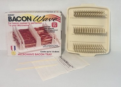 Bacon Wave Microwave Bacon Tray WITH 2 SKEWERS Cooker 14 Slices BPA Free Emson
