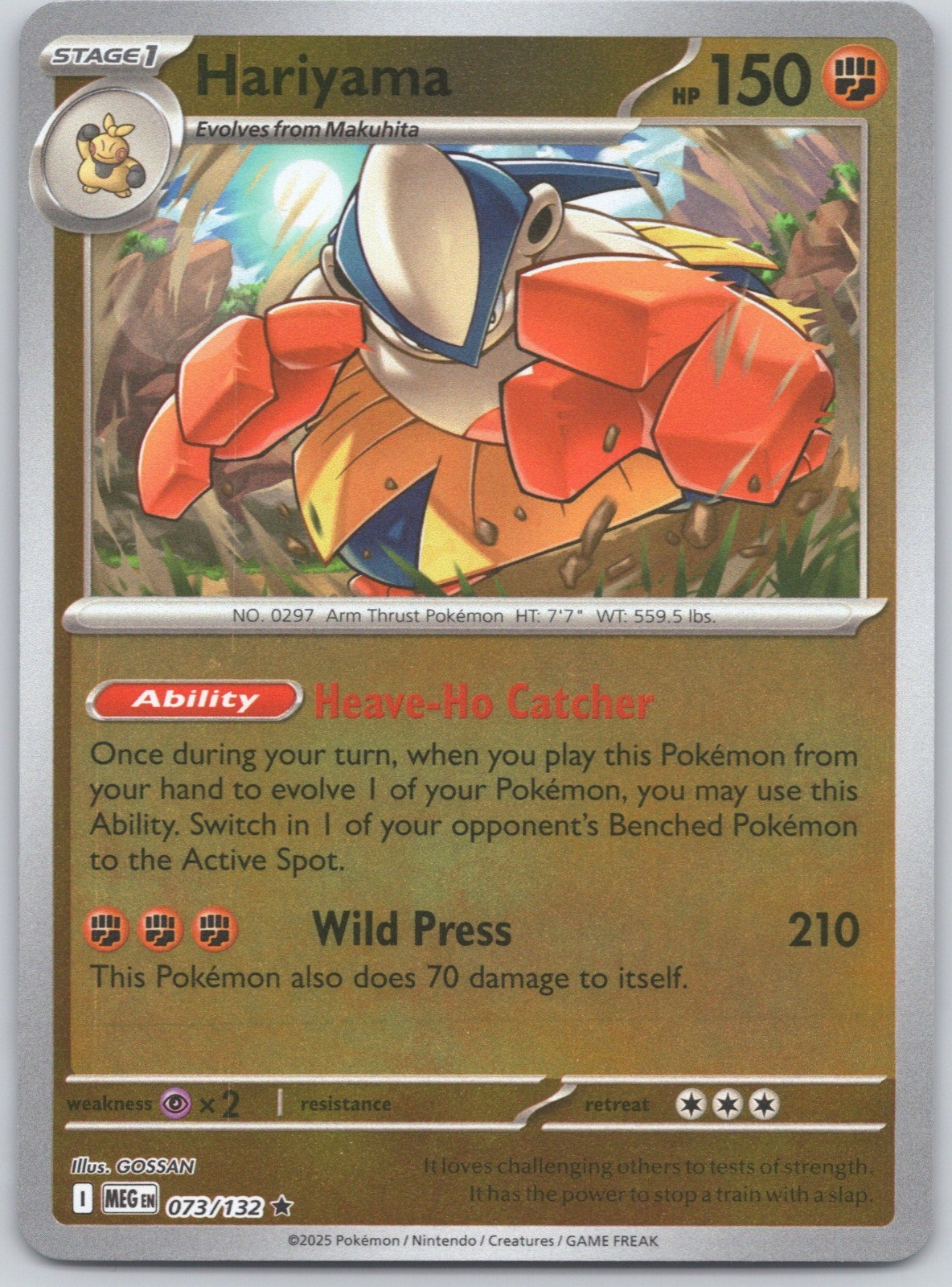 Hariyama Reverse Holofoil Rare ME01: Mega Evolution 073/132 NM