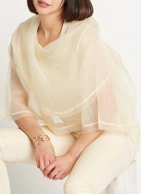 PLANET by Lauren G  Jackie O  Organza Top - OSFA- Color Is Butter Sheer Cream