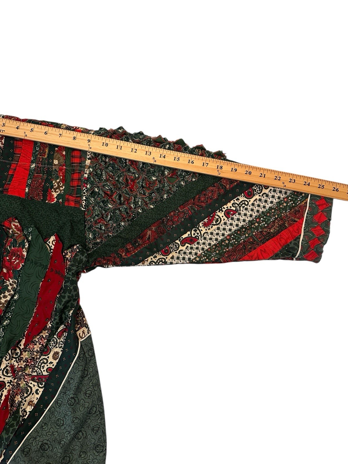 Handmade Patchwork Christmas Quilted Jacket Butto… - image 18