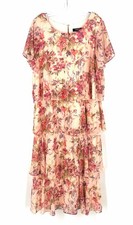 Ignite Evenings Size 16 Peach/Multi Floral Tiered Dresses Dress