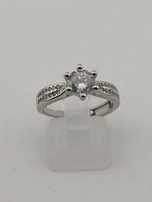 TESTED 925 STERLING SILVER clear STONES size 7 adjustable cocktail ring