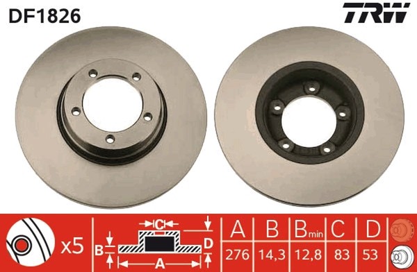 2X TRW Bremsscheibe DF1826 FüR Convoy LDV 400 Bus TDI-image