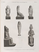 Ancient Egyptian Statues Vintage 1809 History Photo Reprint Wall Art