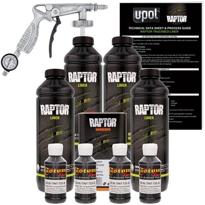 U-POL Raptor Tintable Black Metallic Spray-On Truck Bed Liner Spray Gun, 4 Liter