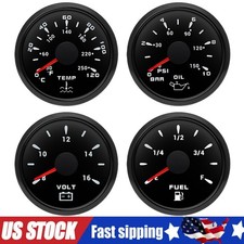 4 Gauge Set 52mm Fuel Level Oil Pressure Water Temp Voltmeter For Boat Car Us 4 Gauge Set 52mm Fuel Level Oil Pressure Water Temp Voltmeter For Boat Car Us