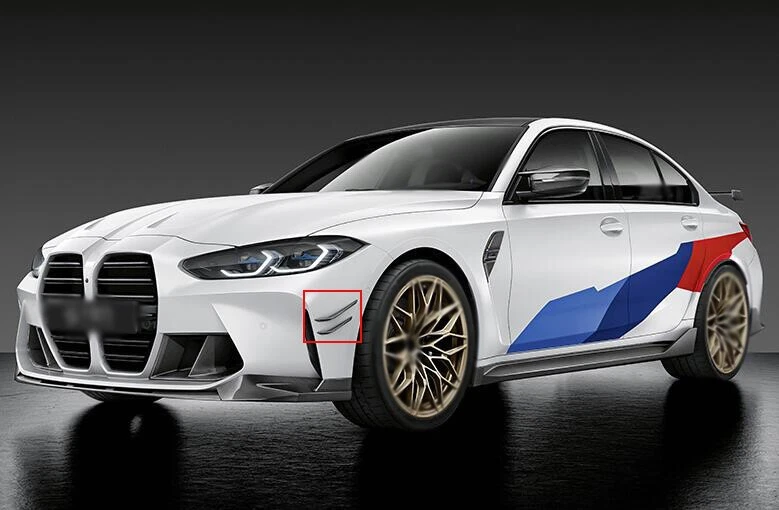 Dry Carbon Fiber Front Bumper Canards Lip Splitter Fins For BMW M3 M4 2021-2022 - Image 4 of 4