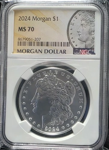 2024 Morgan Silver Dollar NGC MS70 US Graded Coin Slab 999 Fine Perfect Coin