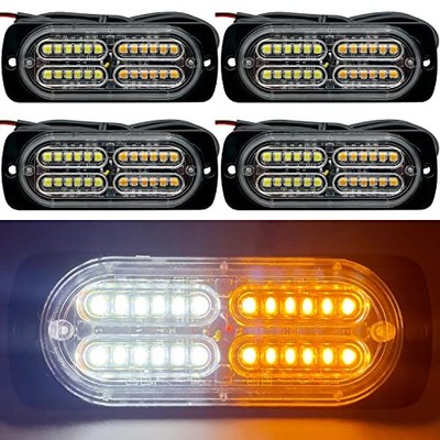 12-24V 24-LED Super Bright LED Emergency Strobe Lights Warning for White Amber