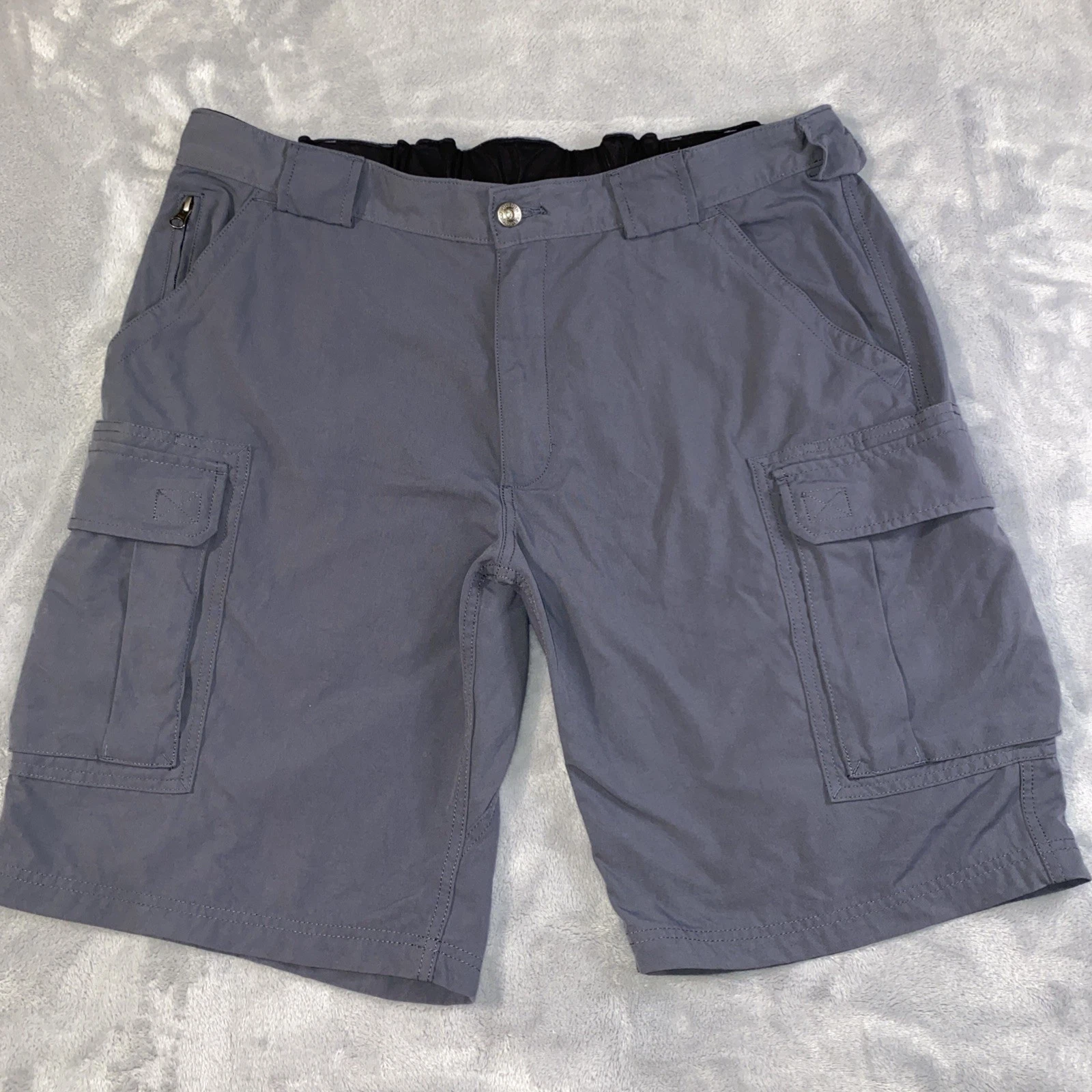 Duluth Trading Shorts Men XL Gray Dry On The Fly Flex Cargo Hiking Camping 36x11