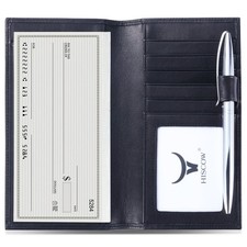Soft Leather Checkbook Cover  Card Holder with Divider - Italian Calfskin B...