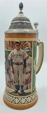 Vintage S.P.Gerz "The Dugout" by Norman Rockwell Pewter Lidded Beer Stein