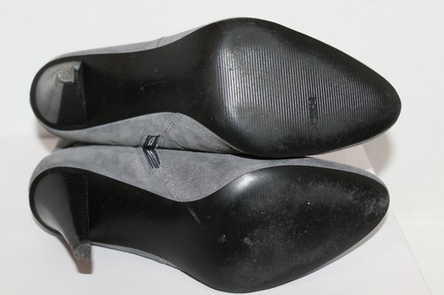 CALVIN KLEIN~Cambria~GRAY Suede~ANKLE BOOTS~High Heel~SIDE Zip~Silver BUCKLES~9M - Picture 9 of 10