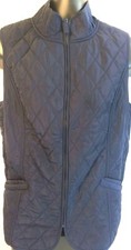Talbots Women's Size L Blue Vest Full Zip Pockets Quilted Winter Sleeveless
