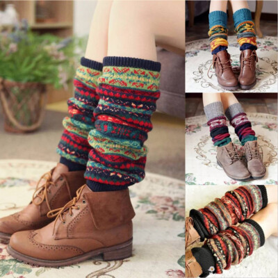 HugeStore Women's Winter Crochet Knitted Leg Warmers, Knee Socks