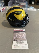 Roman Wilson #14 Go Blue, Signed Michigan Football Mini Helmet. JSA Certified