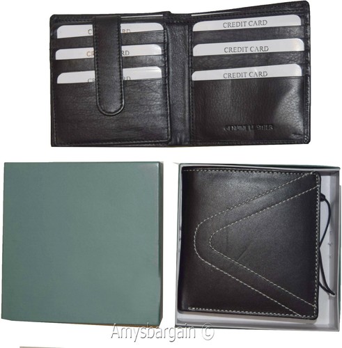 RFID Hombre Hipster Cartera Cuero Genuino Plegable 15 Tarjetas 2 Identificaciones Nueva Cartera en Caja - Imagen 3 de 12