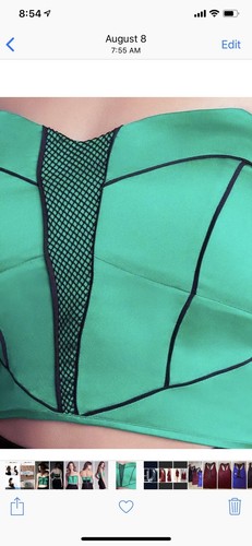 Nuevo con etiquetas $85 BEBE Verde Negro Crop Bustier L Sexy Ropa de Club Correas Extraíbles Bbslv * - Imagen 8 de 8