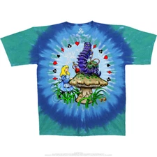 ALICE AND CATERPILLAR-WONDELAND-2 SIDD TIE DYE T-SHIRT M-L-XL-2X Phish,Grateful
