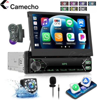 7'' 1 DIN Flip Out Autoradio Apple Carplay Android Auto FM Bluetooth MP5 Kamera