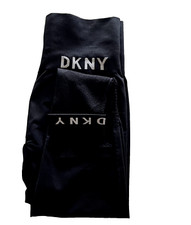 DKNY Sport Leggings Black Spellout Logo Stretch Mesh Leg Cropped Size Small New