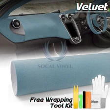 Velvet Baby Blue Suede Textured Auto Car Vinyl Wrap Sticker Decal Sheet Film