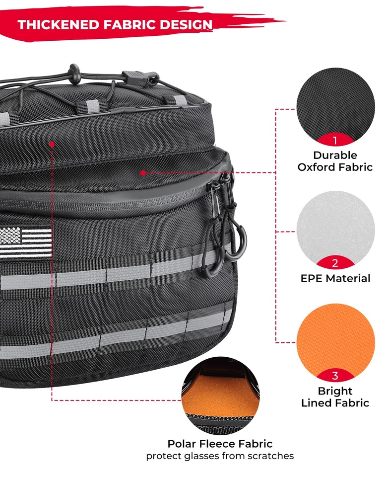 Bolsa de manillar de motocicleta universal con tiras reflectantes para Cruiser Softail Dyna Foto 4 de 4