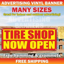 TIRE SHOP NOW OPEN Advertising Banner Vinyl Mesh Sign Wheel Shop Service Garage