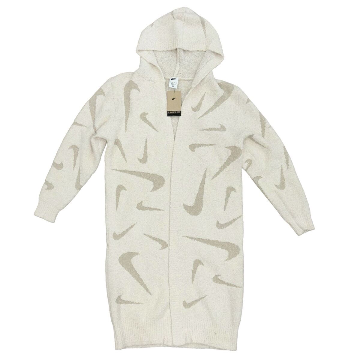 Nike Sportswear Phoenix Cozy Boucle White Long Knit Cardigan Nike Sportswear Phoenix Cozy Boucle White Long Knit Cardigan