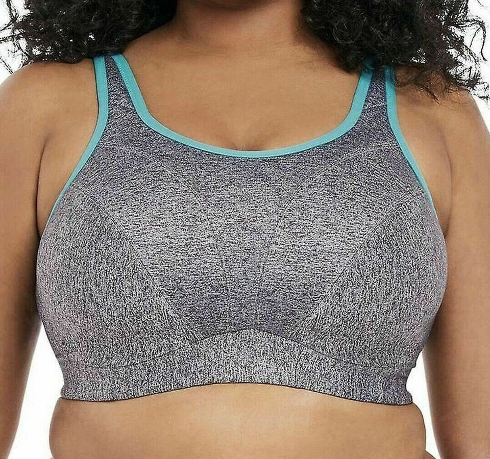 Goddess Synergy Sports Bra Slate Blue Size 34F Full Coverage High Impact 6911