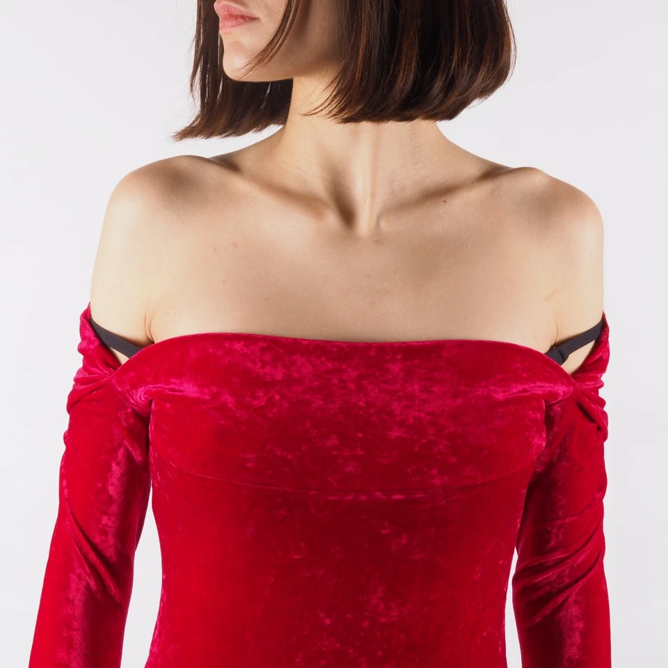 Vestido Vivienne Westwood Anglomania Para Mujer Vintage Rojo Terciopelo Rojo Talla S/Pequeño Foto 3 de 4