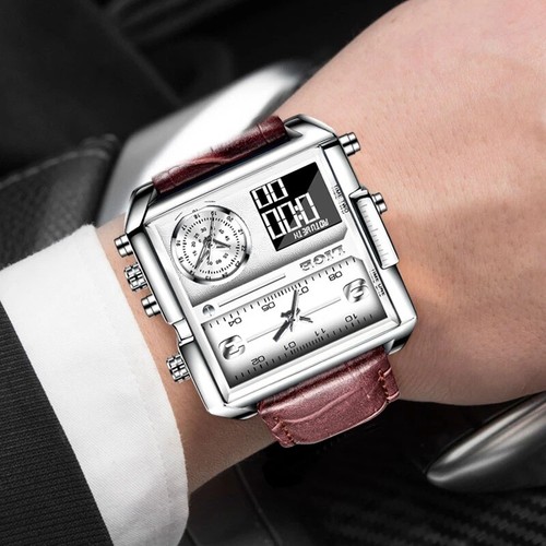 Luxury Mens Watches Square Digital Sports Quartz Wrist Watch for Men Waterproof - Picture 2 of 22