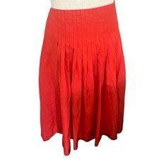 Lauren Ralph Lauren Bright Coral Silk Pleated  Skirt size 12
