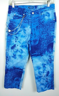 CREST The Collection w/ Denny Rose Chain Capri Pants Abstract Y2K Stretch Sz 7