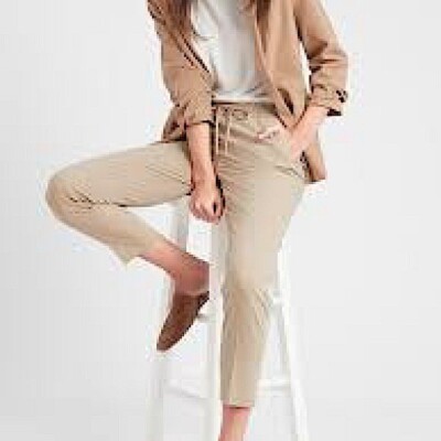 Banana Republic Hayden Tie-Waist Pull-On Ankle Pant Women's 16 Latte $69.99