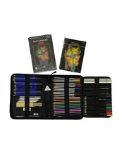 Prina 76 PC Drawing Set 3 Color Sketchbook, Colored & Sketching Pencils New