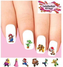 Waterslide Nail Decals Set of 20 - Mario Bros Brothers Assorted