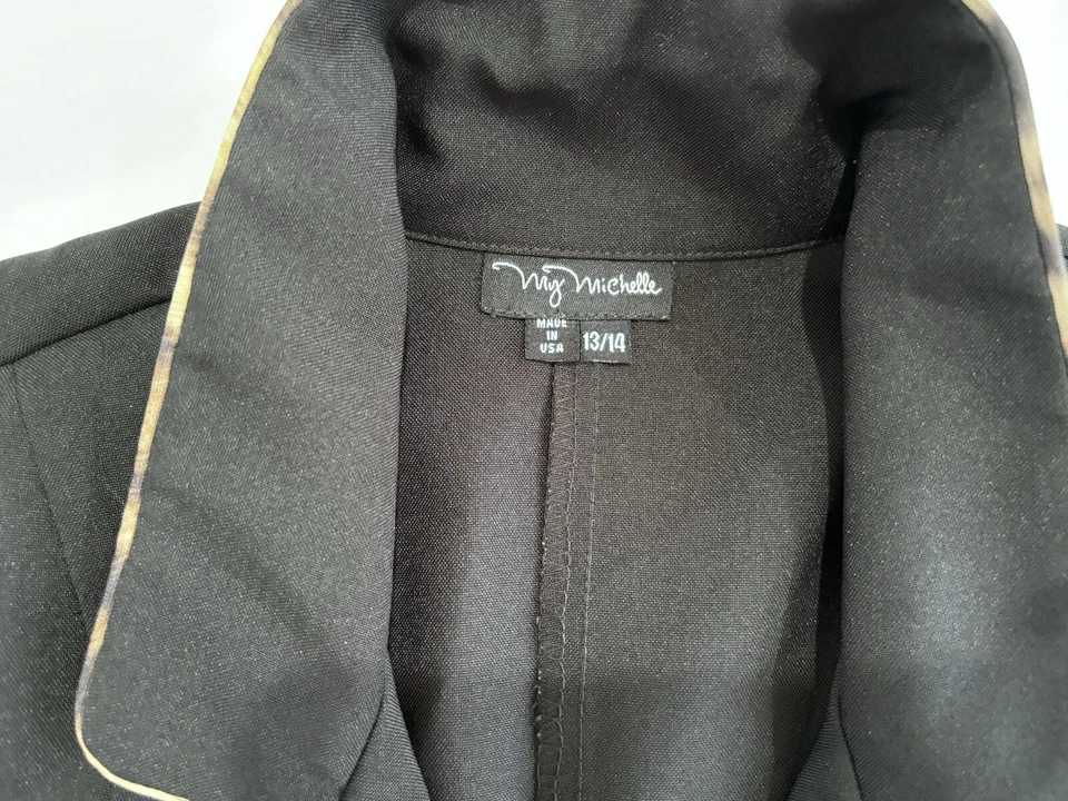My Michelle 女式长款西装夹克,尺寸 13/14,黑色,3.20G3B345 — 第 3/4 张图片