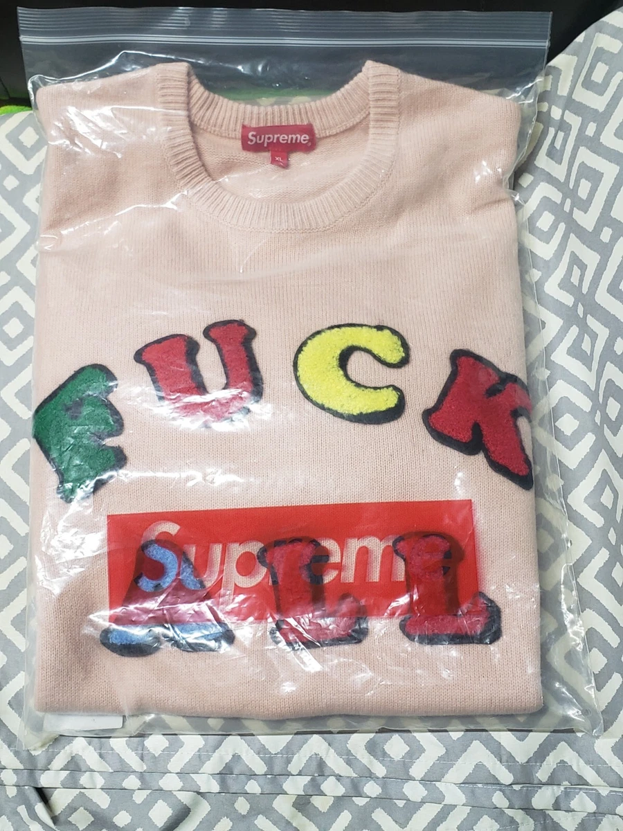 Supreme x Jamie Reid F**k All Sweater Pink Size XL 100% Authentic!
