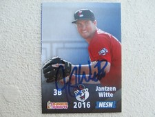 Red Sox Jantzen Witte Signed Autographed 2016 Minor League Pawtucket Red Sox