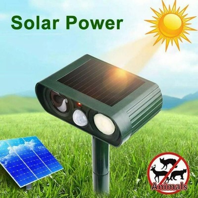 Outdoor Solar Ultrasonic Pest Animal Repeller Garden Cat Dog Bird Repellent
