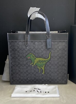 NWT COACH SIGNATURE CHARCOAL TOTE 40 WITH REXY CFO77 | eBay